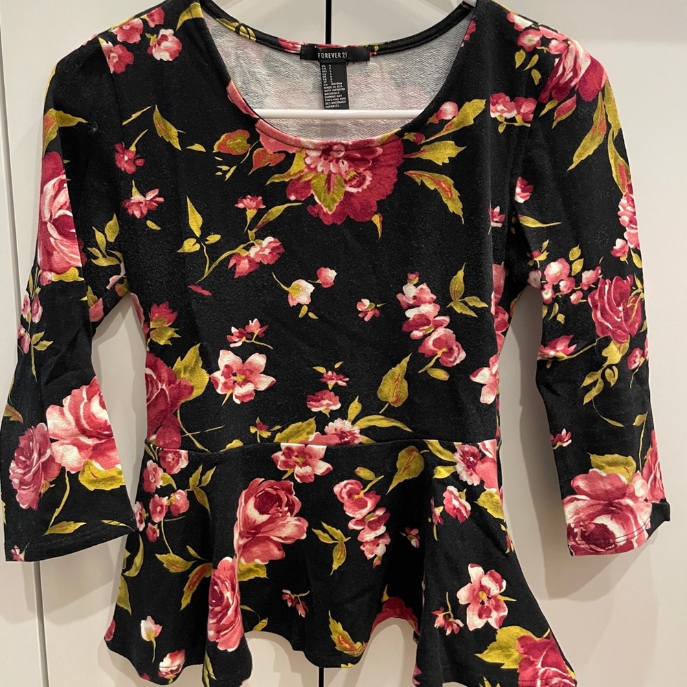 F21 Peplum Floral Shirt